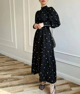 HIA Dotted Tie-Waist Maxi Dress — rear and side view