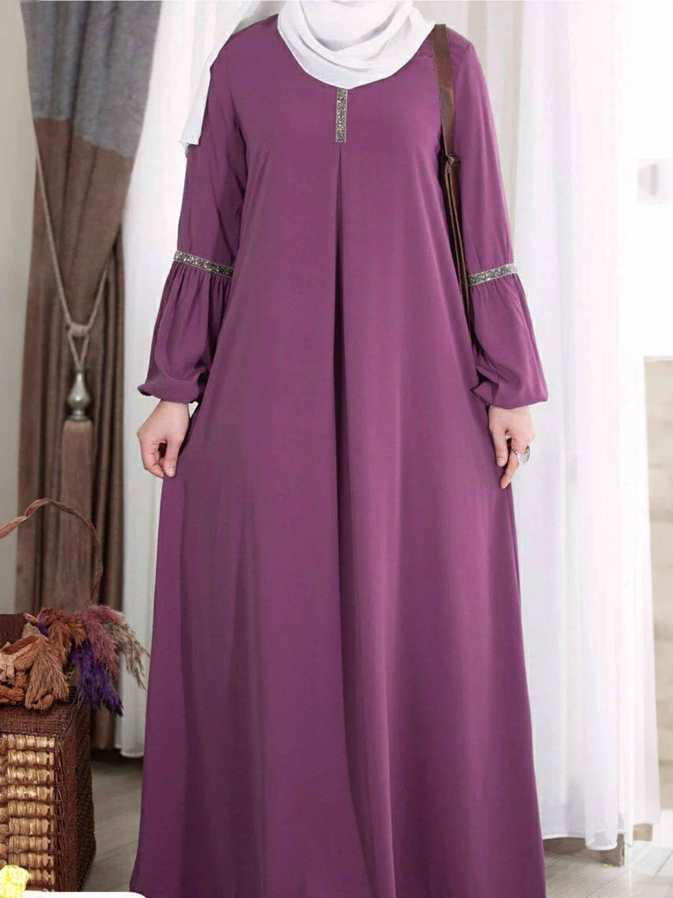 Moroccan Sequin Abaya – Long Sleeve Casual Sundress