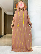 Gold Dust Two-Hat Cotton Abaya – Loose-Fit Prayer Kaftan