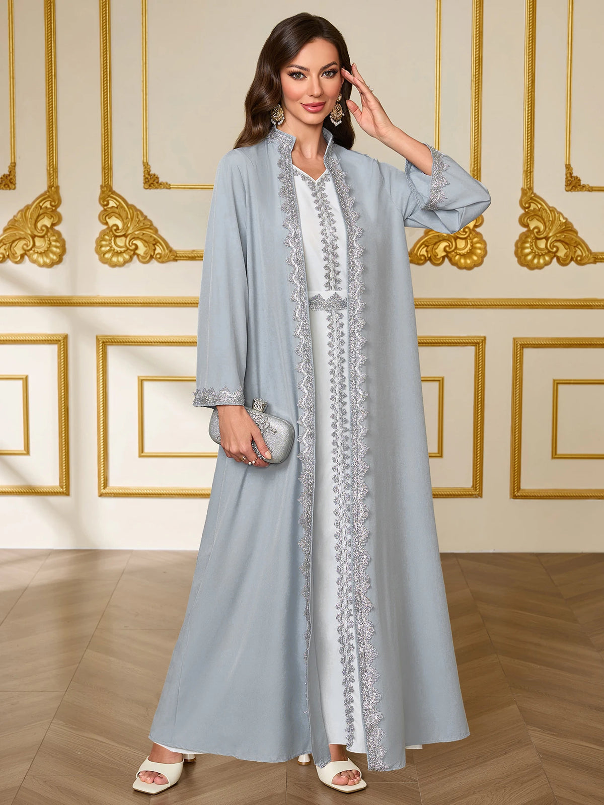 Lace-Trim Abaya & Dress Set | HIA