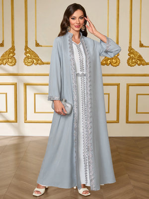 Lace-Trim Abaya & Dress Set | HIA