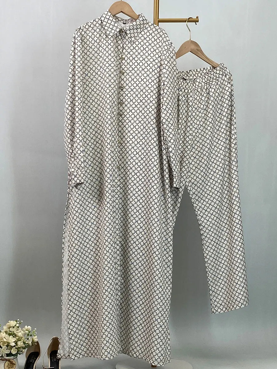 Patterned longline shirt and coordinating trousers by HIA — view 11