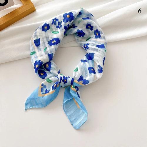 Floral Cotton Linen Square Scarf – 55×55 cm