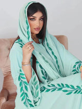 Embroidered Eid Abaya & Scarf Set – 2-Piece Dubai Kaftan