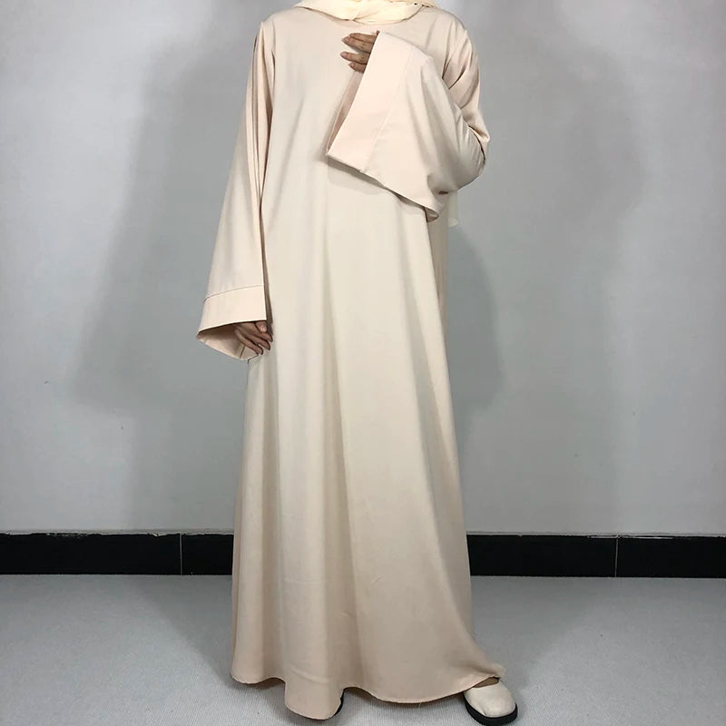 Beige Classic Nida Belted Abaya