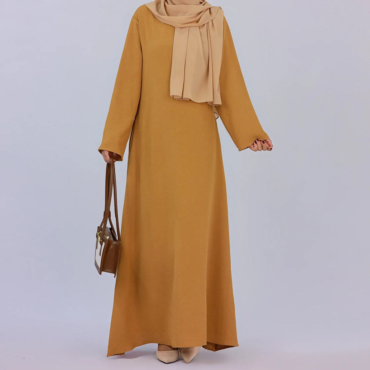 HIA Essential Long-Sleeve Abaya — Dark Coffee