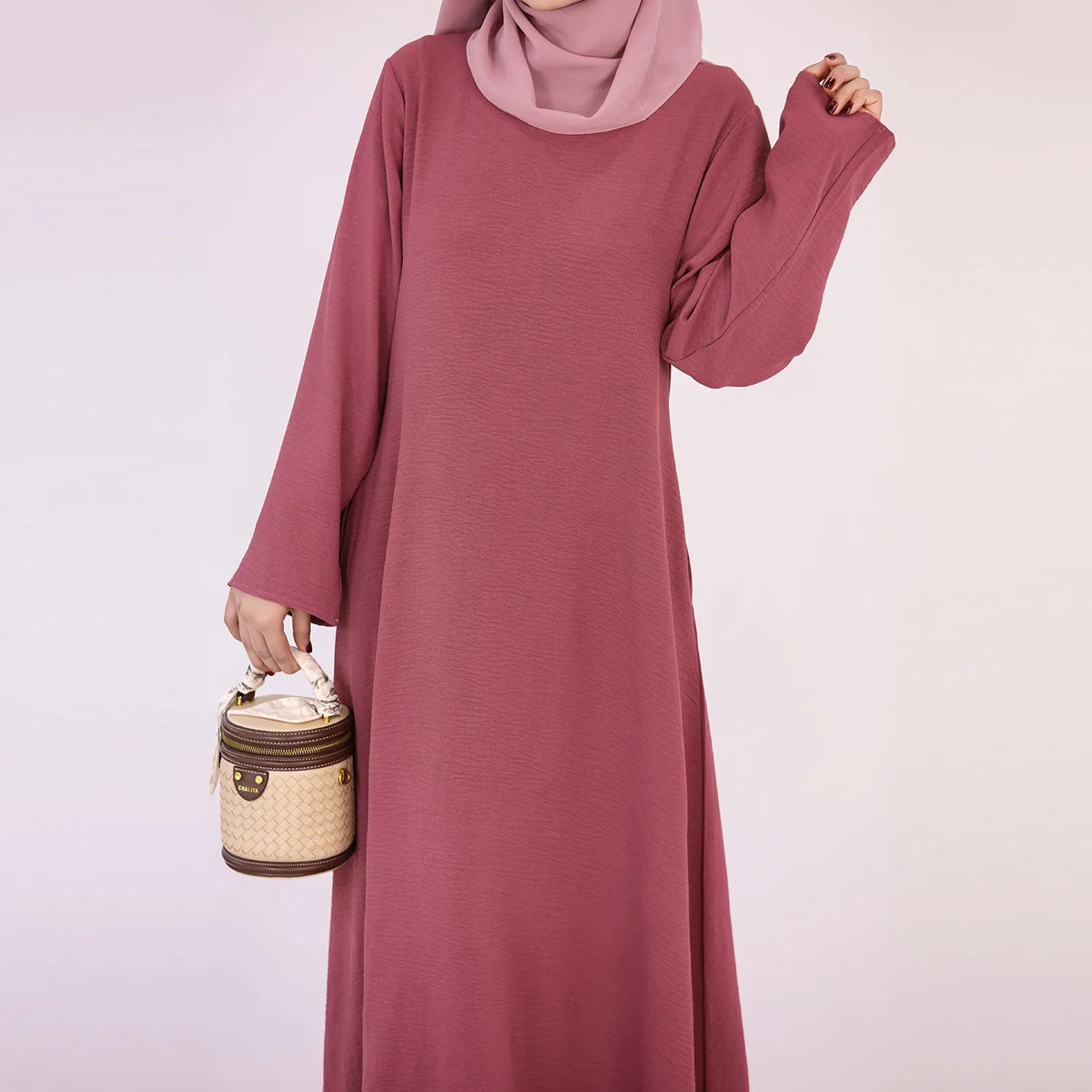HIA Essential Long-Sleeve Abaya — Dusty Pink