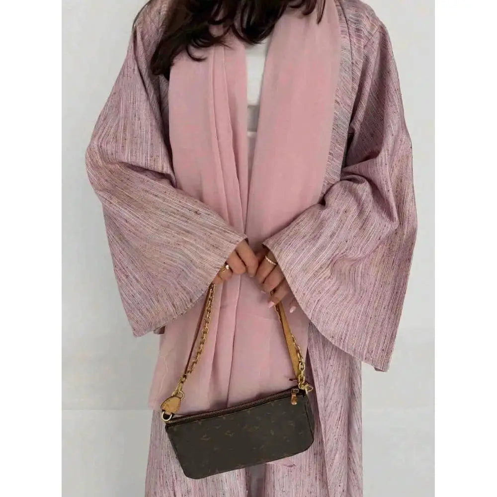 HIA Rose Texture Open Abaya and Hijab Set — product view 1