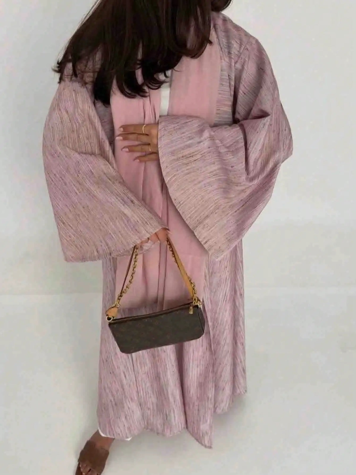 HIA Rose Texture Open Abaya and Hijab Set — product view 2