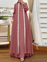 ZANZEA Patchwork Maxi Abaya – Elegant Long-Sleeve Sundress