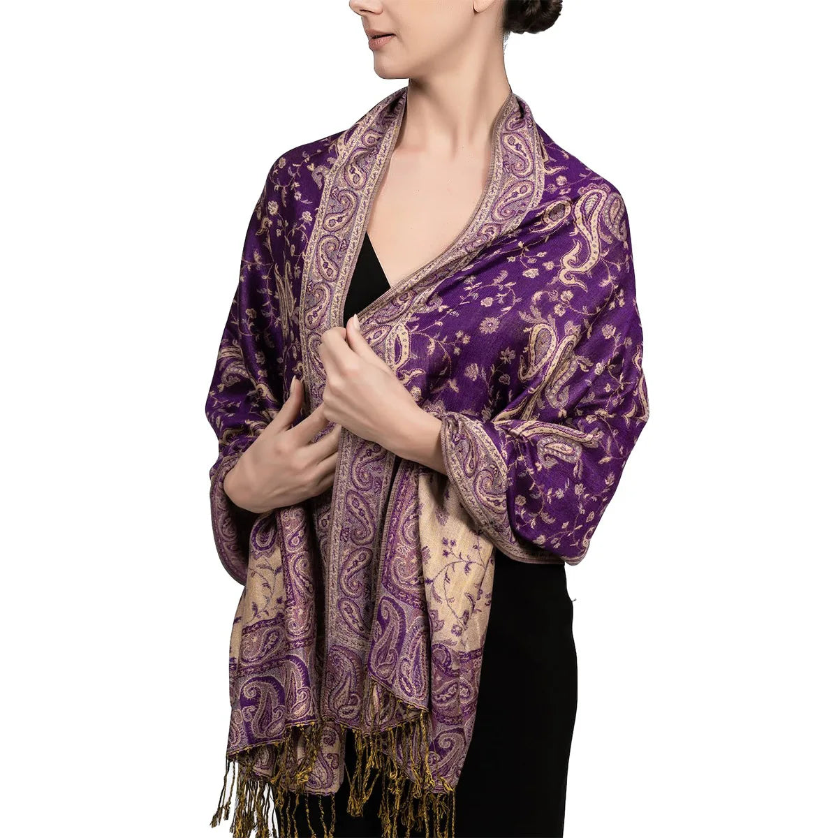 Paisley Border Fringe Shawl — product image 11 | HIA
