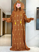 Gold Dust Two-Hat Cotton Abaya – Loose-Fit Prayer Kaftan