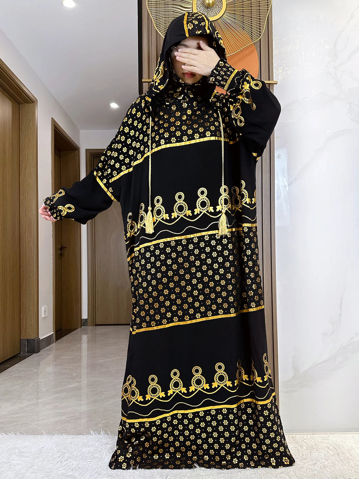 Ornate Gold-Print Prayer Dress | HIA