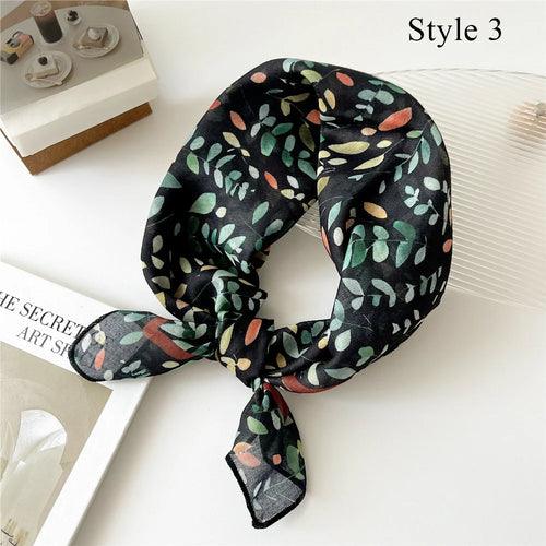 Floral Cotton Linen Square Scarf – 55×55 cm