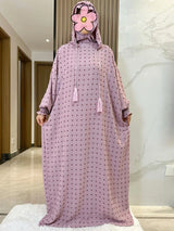 Two-Hat Cotton Abaya – Solid Ramadan Prayer Kaftan