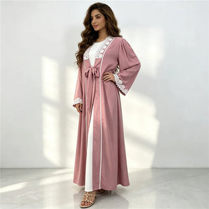 Lace-Trim Tie-Front Open Abaya — product image 4 | HIA