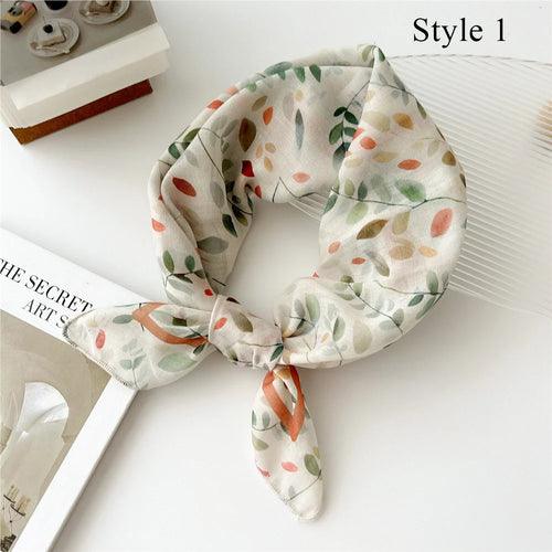 Floral Cotton Linen Square Scarf – 55×55 cm