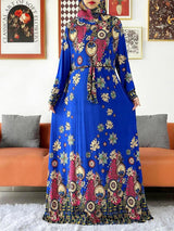 Floral Attached-Hijab Kaftan – Ramadan Prayer Dress