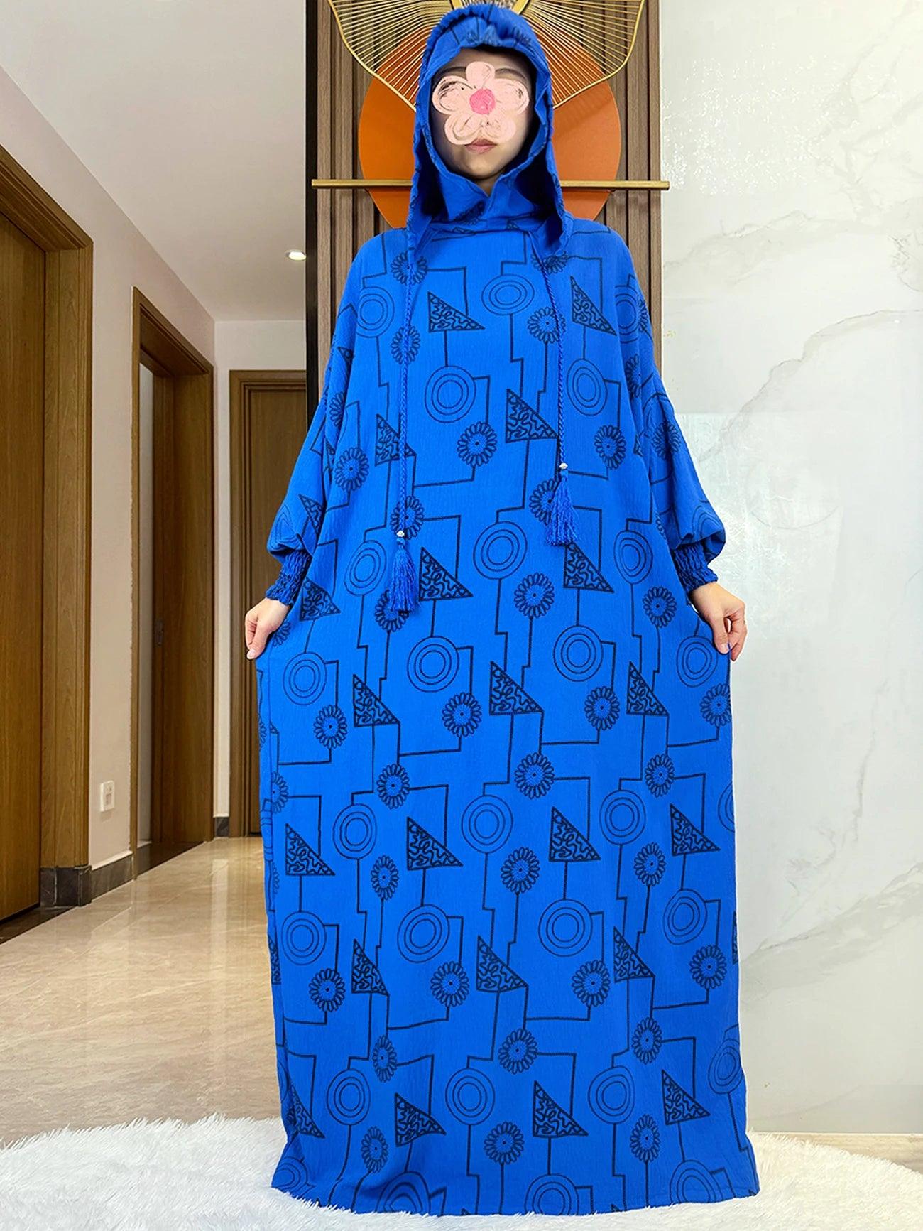 Double-Hooded Tassel Abaya – Loose Cotton Kaftan