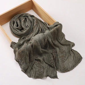 HIA Ornamental Crinkle Hijab — scarf styling and fabric detail, view 9