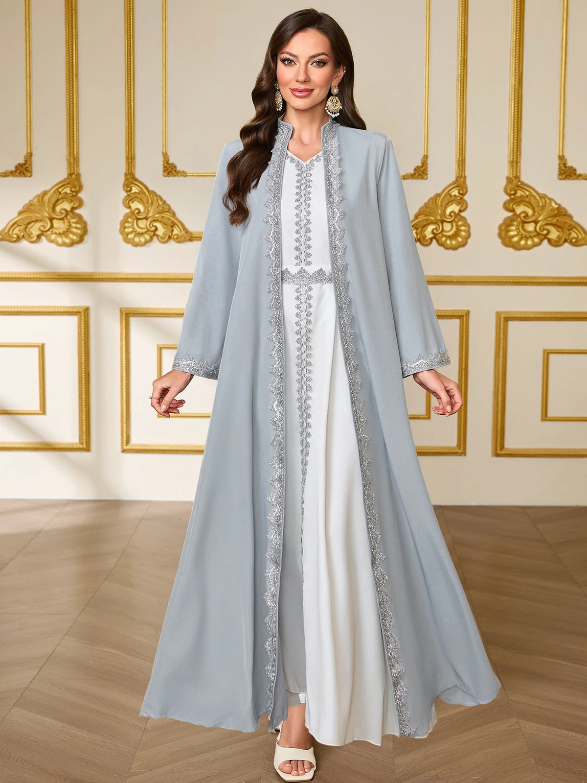 Lace-Trim Abaya & Dress Set | HIA