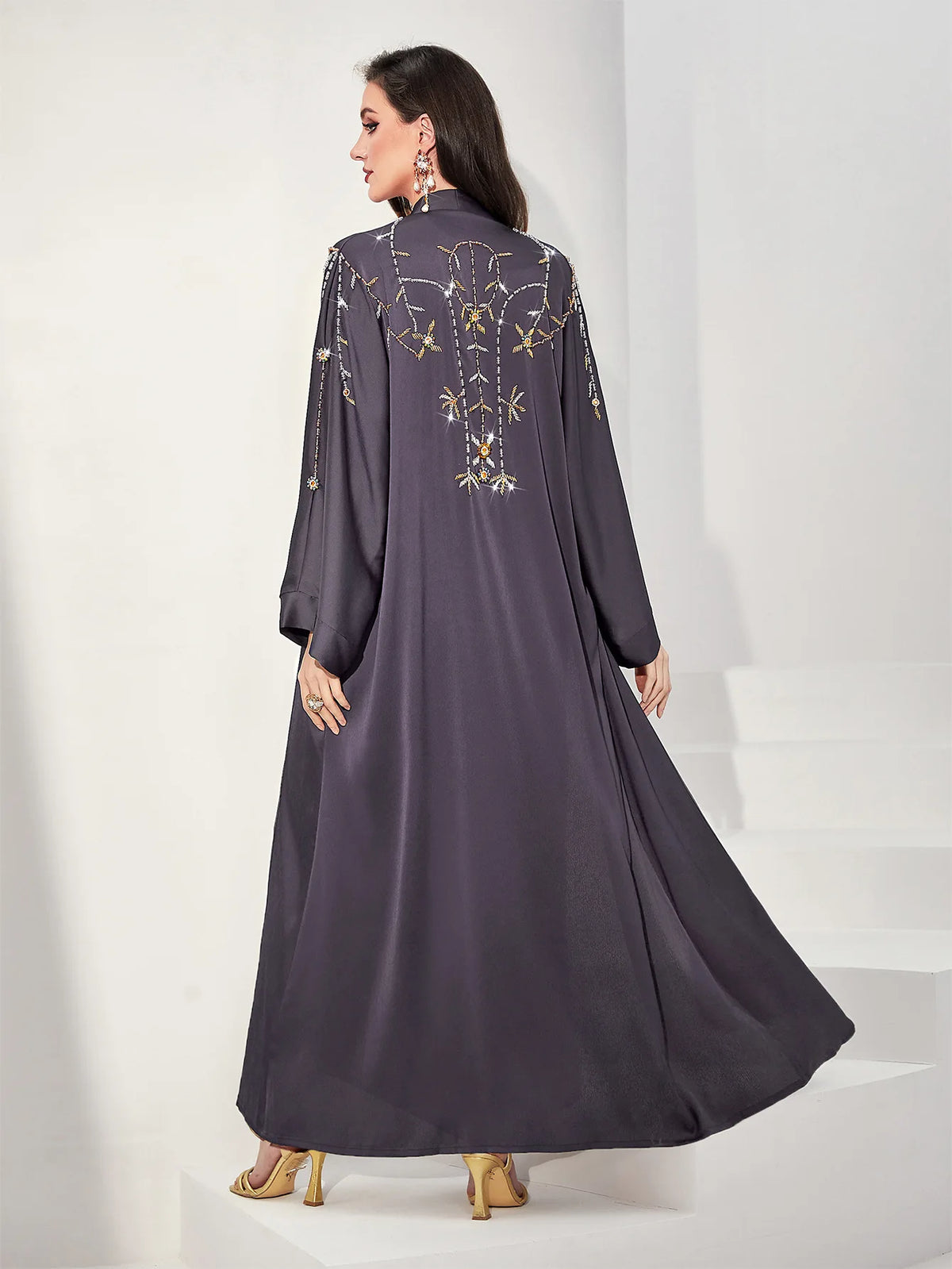 HIA Celestial Beaded Open Abaya — Back view