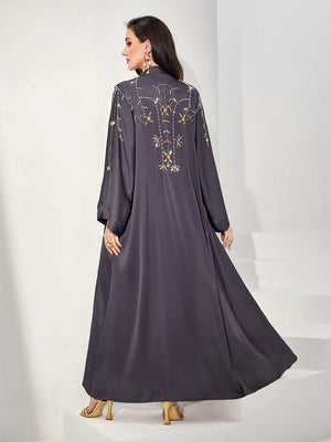 HIA Celestial Beaded Open Abaya — Back view