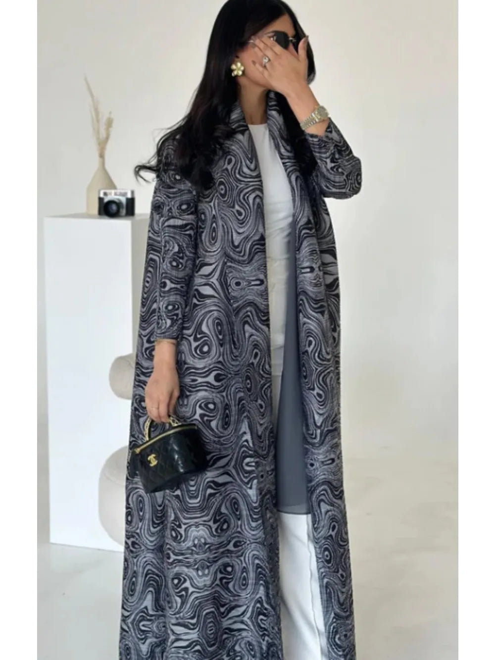 Pleated Open Abaya — design and styling view 2
