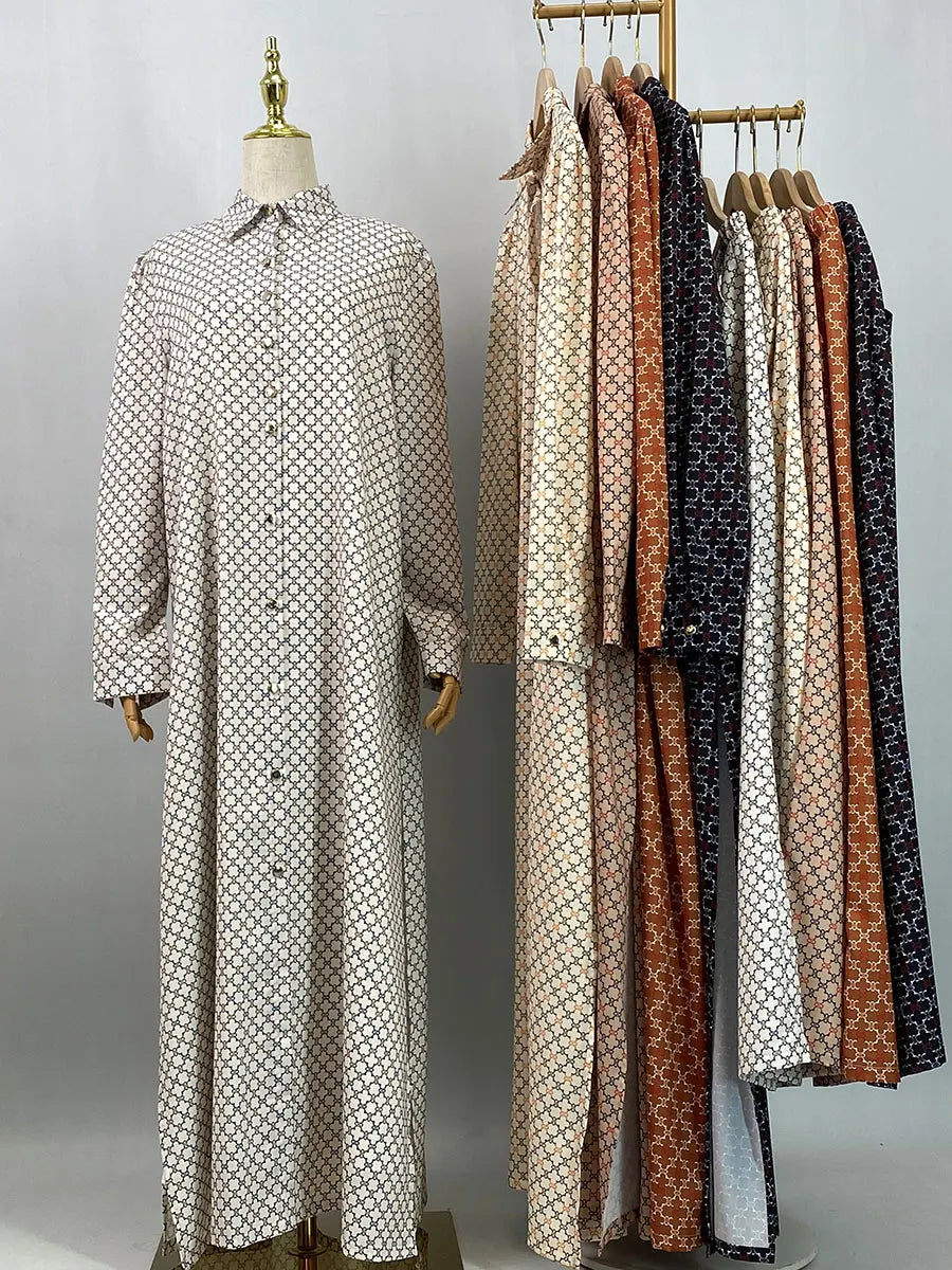Patterned longline shirt and coordinating trousers by HIA — view 1
