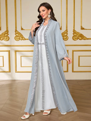 Lace-Trim Abaya & Dress Set | HIA