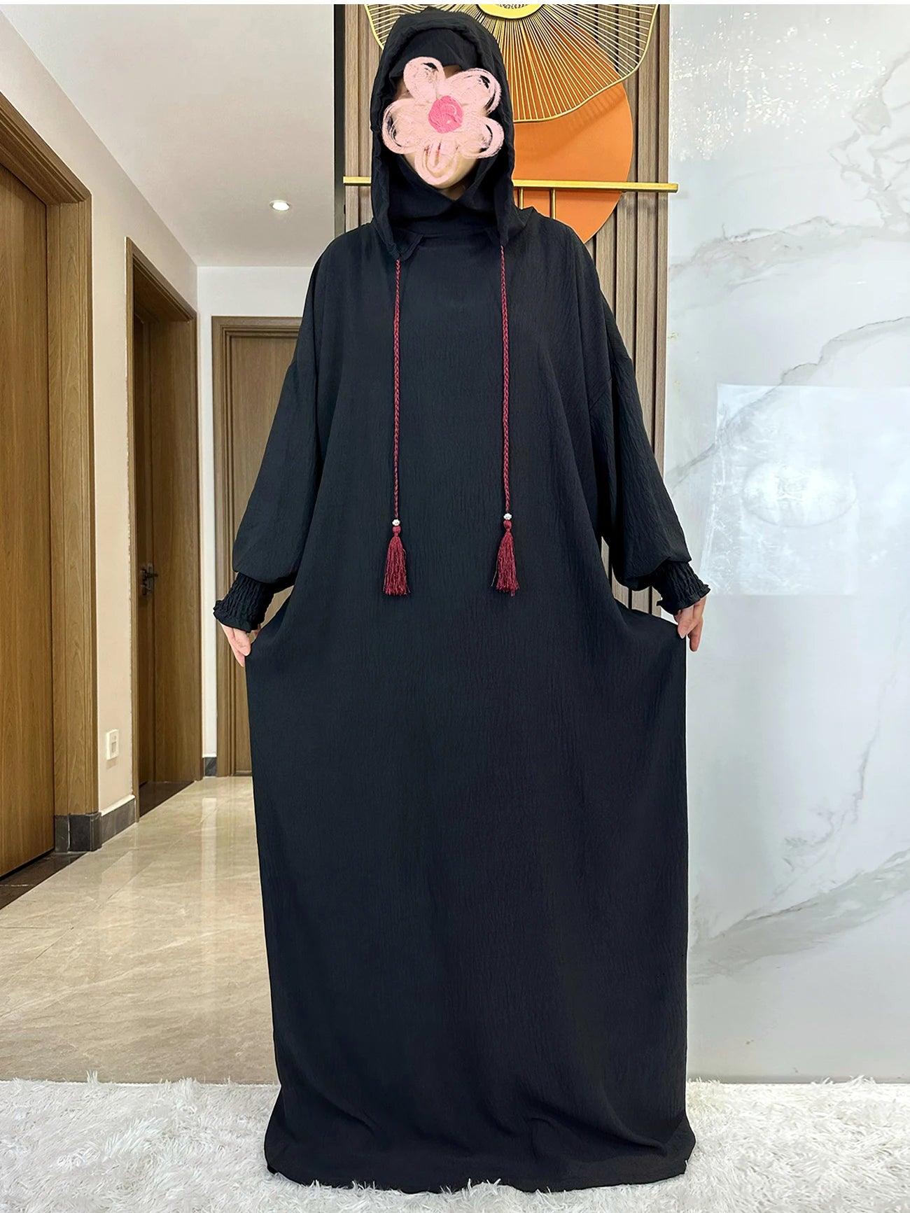 Two-Hat Khimar Cotton Abaya – Hooded Maxi Dress