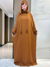 Two-Hat Khimar Cotton Abaya – Hooded Maxi Dress