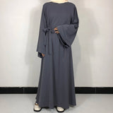 Grey Classic Nida Belted Abaya