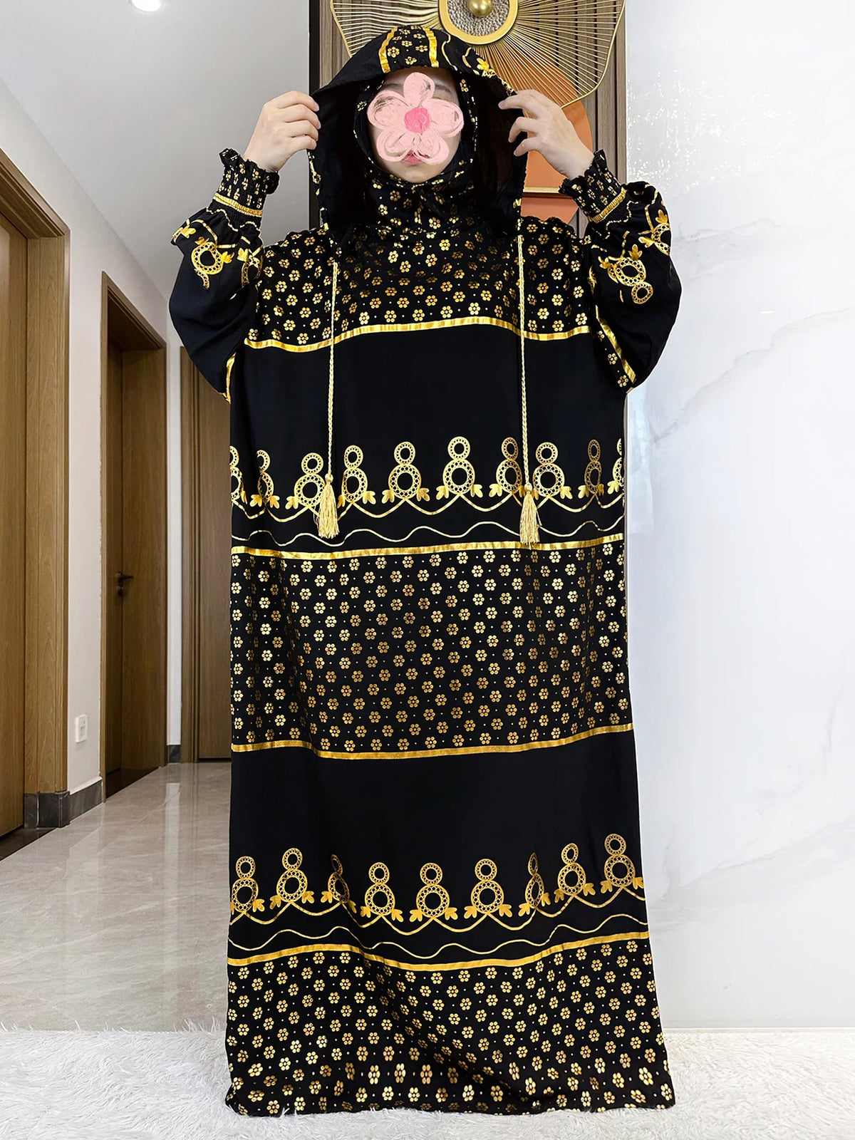 Ornate Gold-Print Prayer Dress | HIA