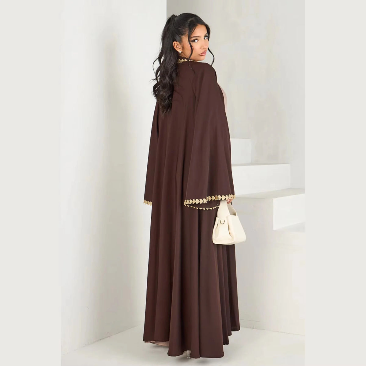 Gold Heart-Trim Open Abaya — product image 2 | HIA