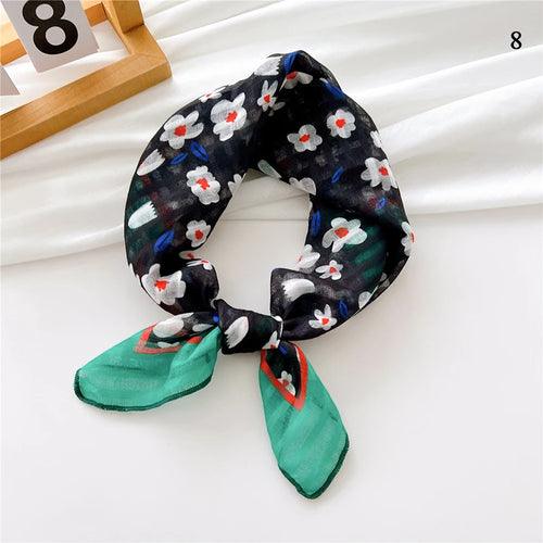 Floral Cotton Linen Square Scarf – 55×55 cm