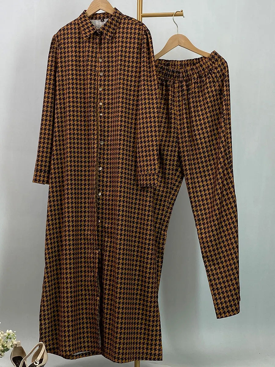 Patterned longline shirt and coordinating trousers by HIA — view 7