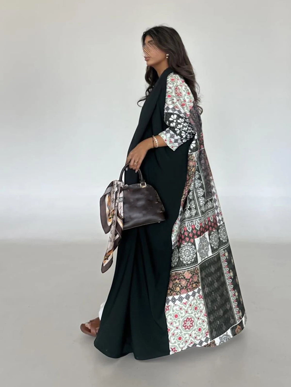 Patchwork-Print Open Abaya — product image 3 | HIA