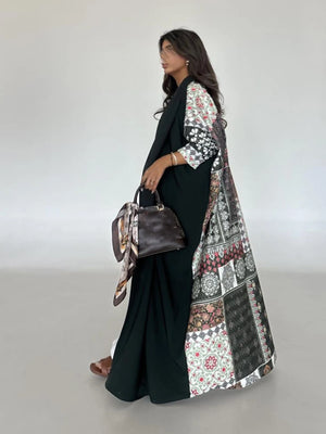 Patchwork-Print Open Abaya — product image 3 | HIA