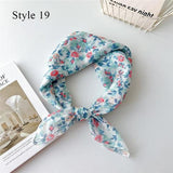 Floral Cotton Linen Square Scarf – 55×55 cm