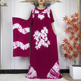 Berry & White botanical-print dress with coordinating scarf