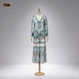 Seafoam Paisley Blouse & Wide-Leg Pants Set — actual garment on mannequin