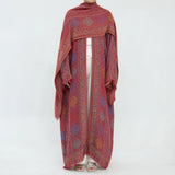 Ornate Paisley Abaya & Shawl Set — Dark Green full-length front