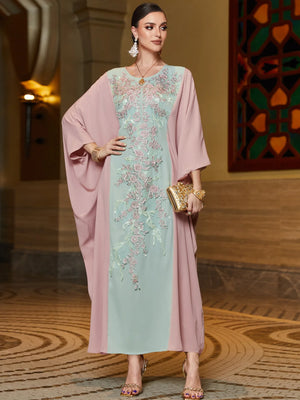 Rose & Mint Embellished Kaftan — Front silhouette