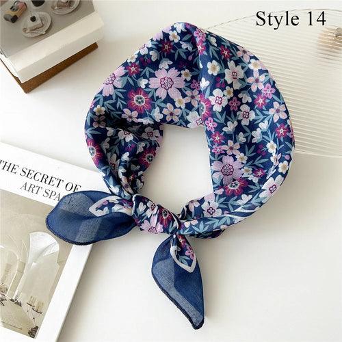 Floral Cotton Linen Square Scarf – 55×55 cm