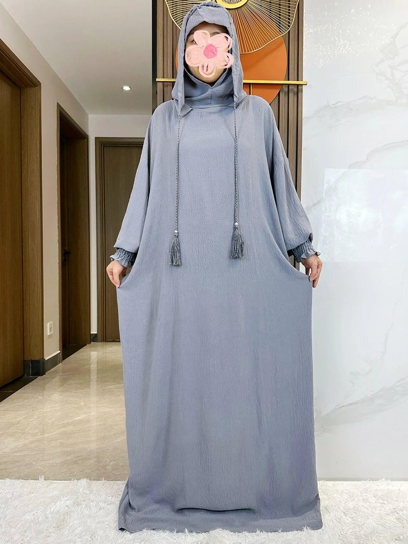 Two-Hat Khimar Cotton Abaya – Hooded Maxi Dress