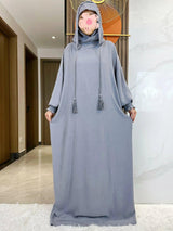 Two-Hat Khimar Cotton Abaya – Hooded Maxi Dress