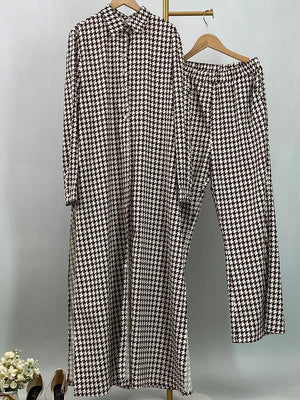 Patterned longline shirt and coordinating trousers by HIA — view 10