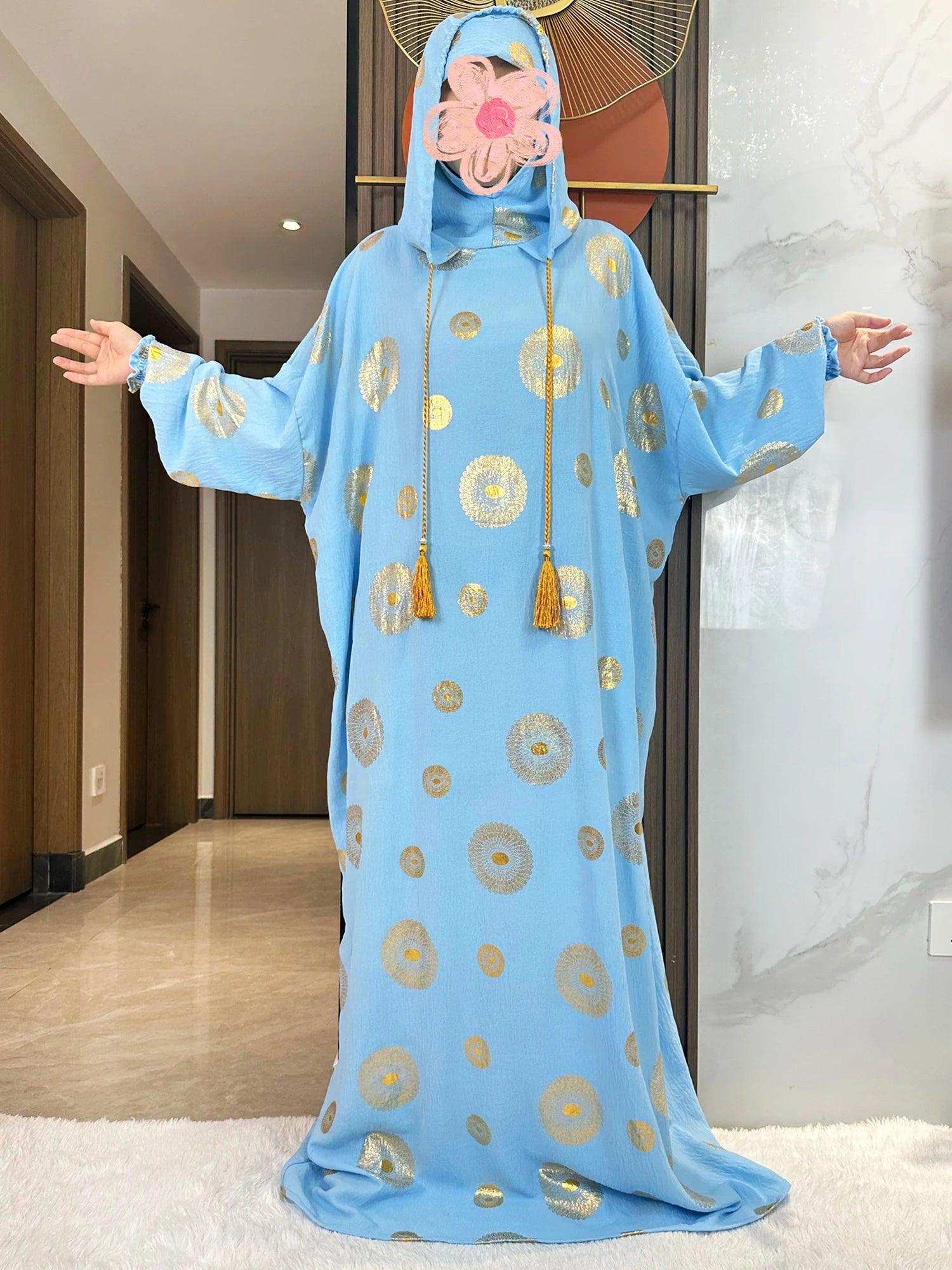 Gold Dust Two-Hat Cotton Abaya – Shimmering Prayer Kaftan