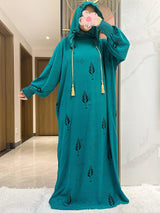 Two-Hat Floral Cotton Abaya – Ramadan Kaftan Dress